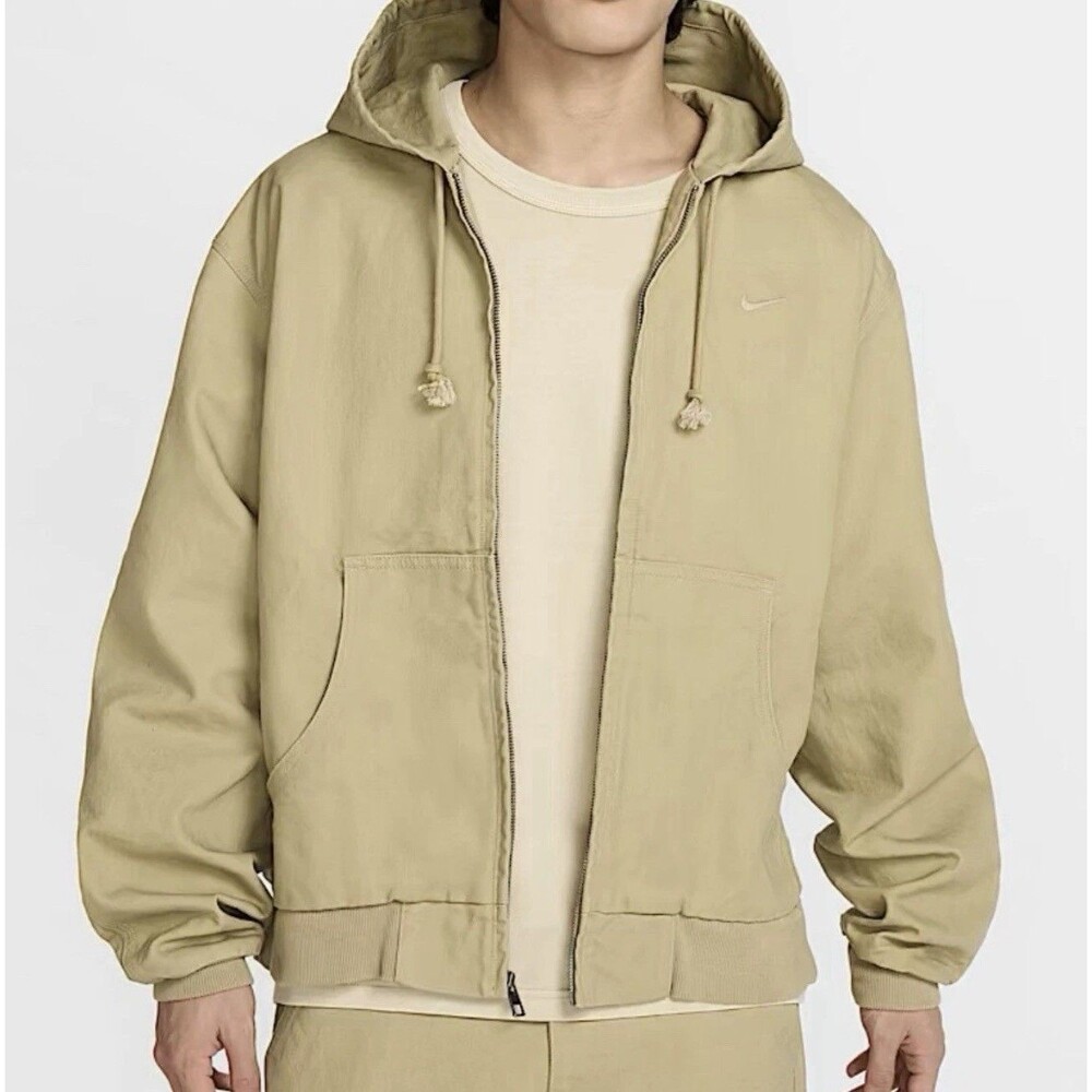 Nike Life Full Zip Hoodie Jacket Beige Khaki HQ6122-297 Men’s Size Small